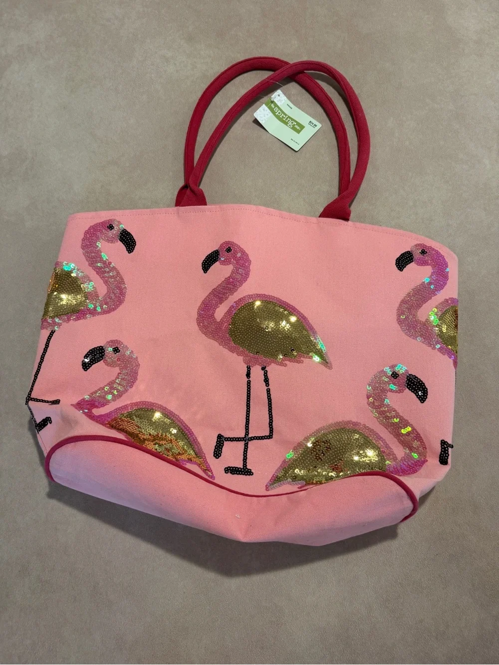 Pink Flamingo Sequin Tote Bag - Unbranded